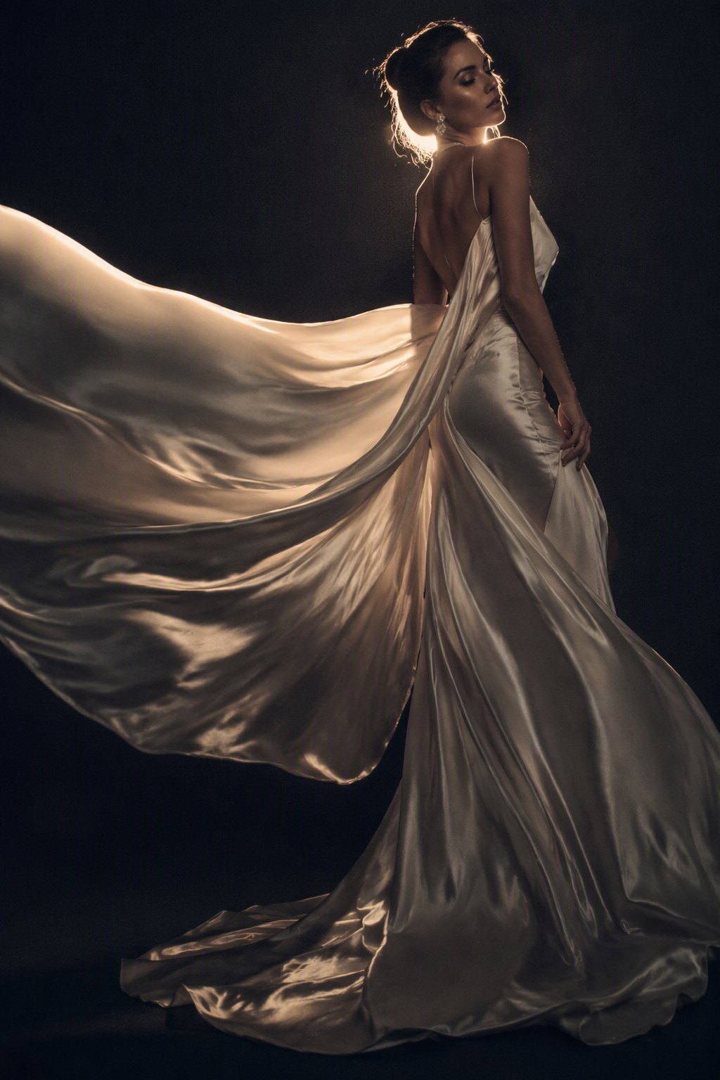 Ivory silk in motion
